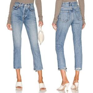Agolde Riley High Rise Straight Crop Jean US 28 Blue Denim 100% Organic Cotton